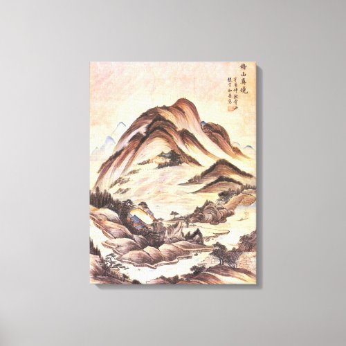 Stream and Mountain Korean Joseon Dynasty Folk Art Canvas Print