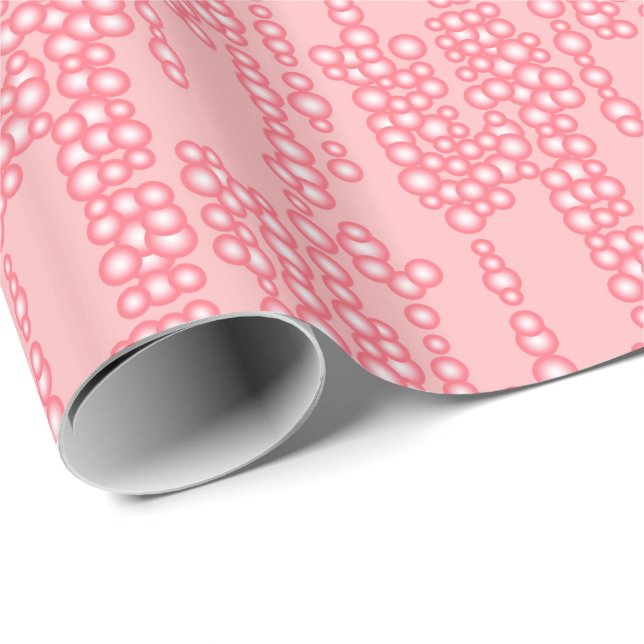 Stream of bubbles, coral pink wrapping paper (Roll Corner)