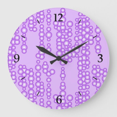 Stream of bubbles shades of lavender large clock