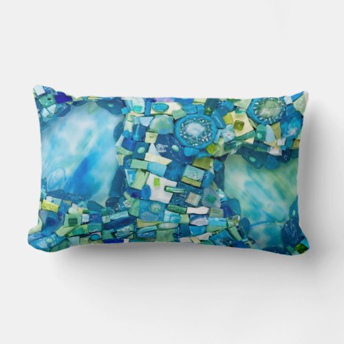 Stream of Life Mixed Media Mosaic Lumbar Pillow