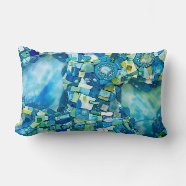 Stream of Life Mixed Media Mosaic Lumbar Pillow (Front)