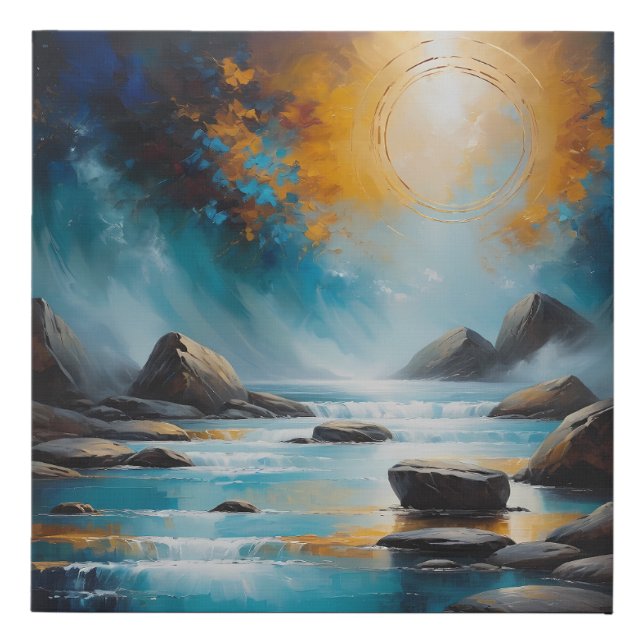 Stream of Serenity Abstract Zen Faux Canvas Print (Front)