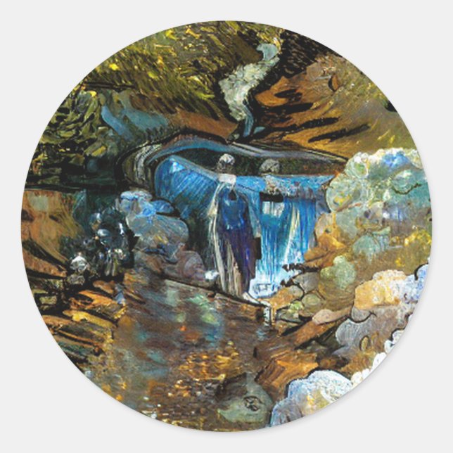 STREAM WATERFALL CLASSIC ROUND STICKER (Front)