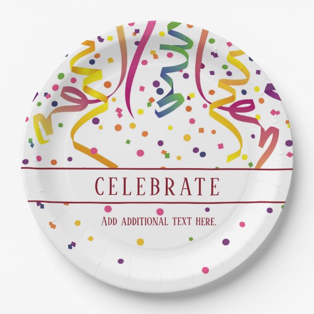 Streamers and Confetti Paper Plate (Front)