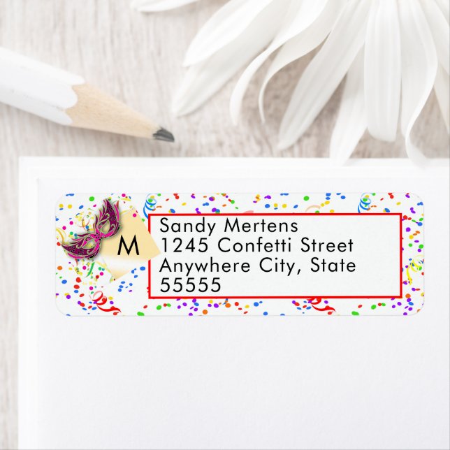 Streamers & Confetti New Year’s Eve Party Address Label (Insitu)