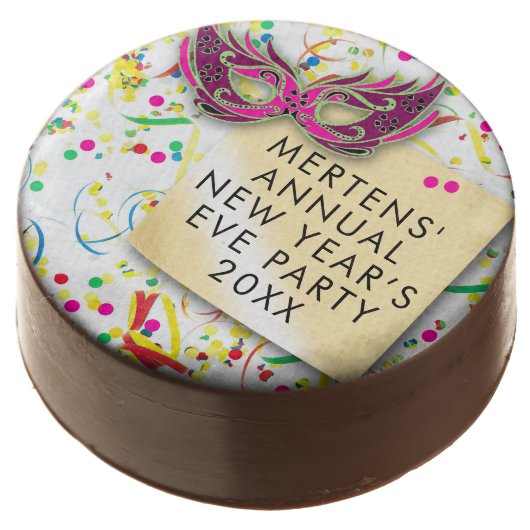 Streamers & Confetti New Year’s Eve Party Chocolate Covered Oreo (Angled)