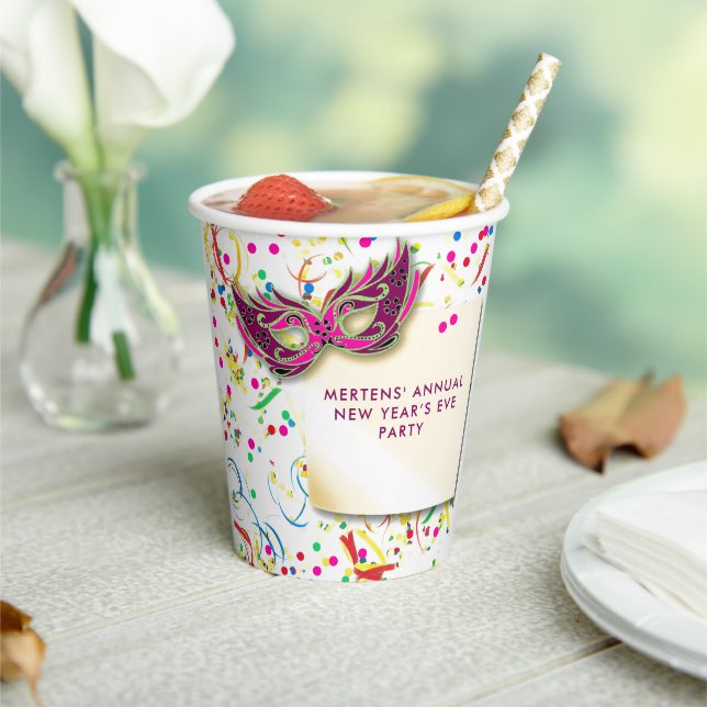 Streamers & Confetti New Year’s Eve Party Paper Cups (Insitu)