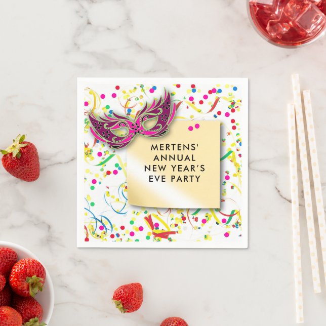 Streamers & Confetti New Year’s Eve Party Paper Napkins (Insitu)