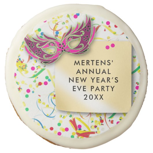 Streamers & Confetti New Year’s Eve Party Sugar Cookie (Front)