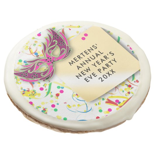Streamers & Confetti New Year’s Eve Party Sugar Cookie (Angled)