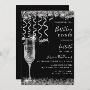Streamers & Sparkle Birthday Dinner Invitation