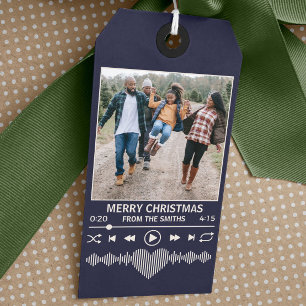 Streaming Music Blue Player Photo Christmas Gift Tags