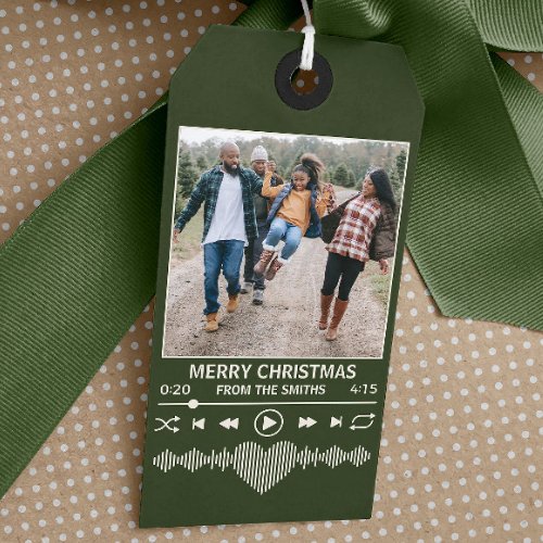 Streaming Music Green Player Photo Christmas Gift Tags