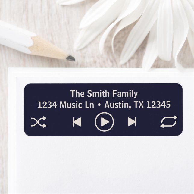 Streaming Music Player Blue Return Address Label (Insitu)