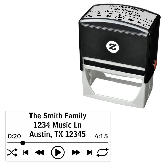 Streaming Music Themed Return Address  Self-inking Stamp (In Situ)