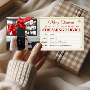 Streaming Service Christmas Gift Certificate Card