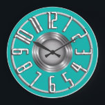 Streamline Art Deco Wall Clock - Aqua<br><div class="desc">Streamline Art Deco Wall Clock - Aqua - It's time for a blast from the past. This Retro Wall Clock will accent in your place with Art Deco style. Looks awesome in the lounge! Original illustrations by Diane Dempsey. See more fun Retro Christmas goods at our shop: RetroChristmasCardCompany.com. All images...</div>