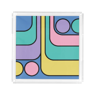 Streamline Moderne Retro Style Geometric Design Acrylic Tray