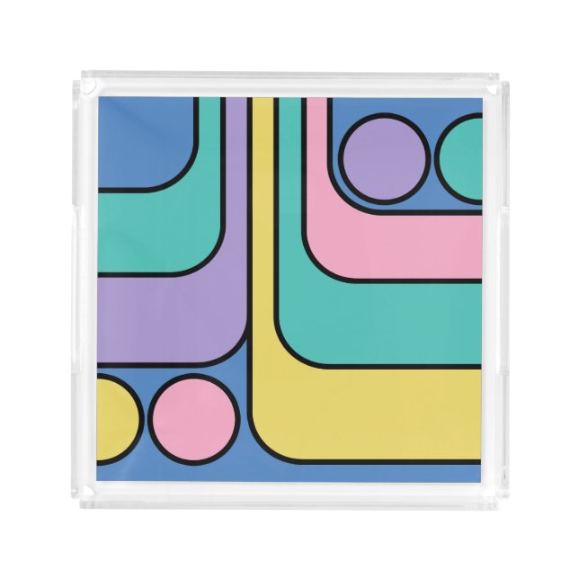 Streamline Moderne Retro Style Geometric Design Acrylic Tray (Front)