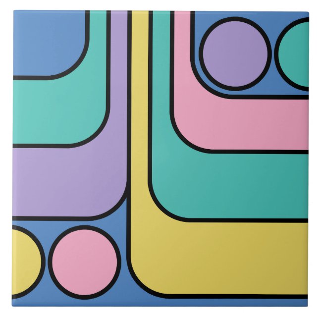 Streamline Moderne Retro Style Geometric Design Ceramic Tile (Front)