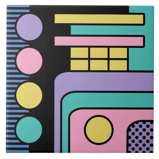 Streamline Moderne Retro Style Geometric Design Ceramic Tile (Front)