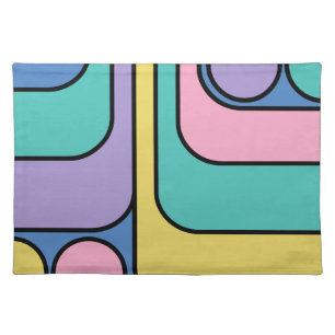 Streamline Moderne Retro Style Geometric Design Cloth Placemat