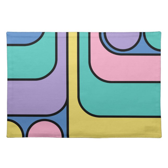 Streamline Moderne Retro Style Geometric Design Cloth Placemat (Front)