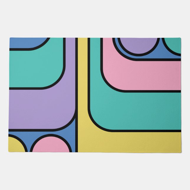Streamline Moderne Retro Style Geometric Design Doormat (Front)
