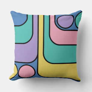 Streamline Moderne Retro Style Geometric Design Throw Pillow