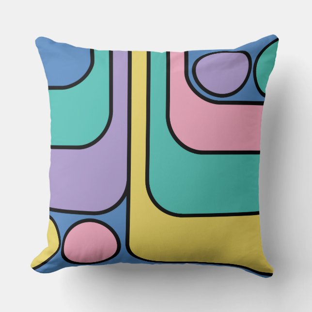 Streamline Moderne Retro Style Geometric Design Throw Pillow (Front)
