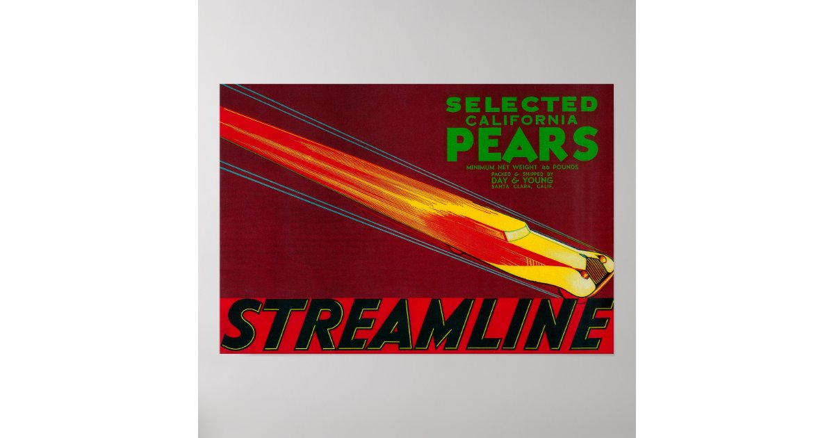 Stream Line Pears Streamline Pear Crate LabelSanta Clara, CA Poster | Zazzle