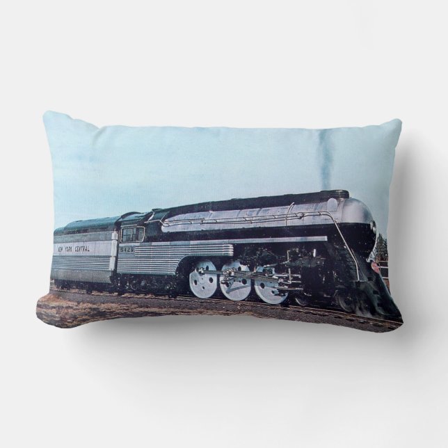 Streamline Steam Locomotive Lumbar Pillow (Front)