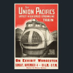 Streamline Train, 1934. Vintage Railroad Travel Poster<br><div class="desc">A poster advertising an exhibit of the “lastest high-speed streamline train”. 1934.</div>