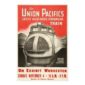 Streamline Train, 1934. Vintage Railroad Travel Poster