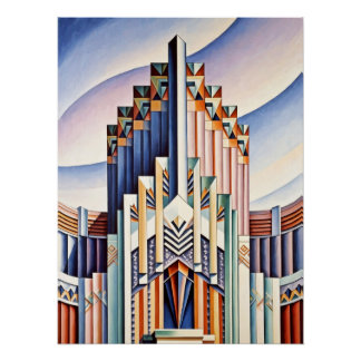 Streamlined Architectural Art Deco Poster