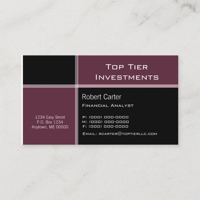 Streamlined Pro Business Card, Burgundy Card (Front)