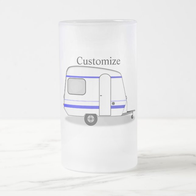 Streamlined small trailer gypsy caravan frosted glass beer mug (Center)