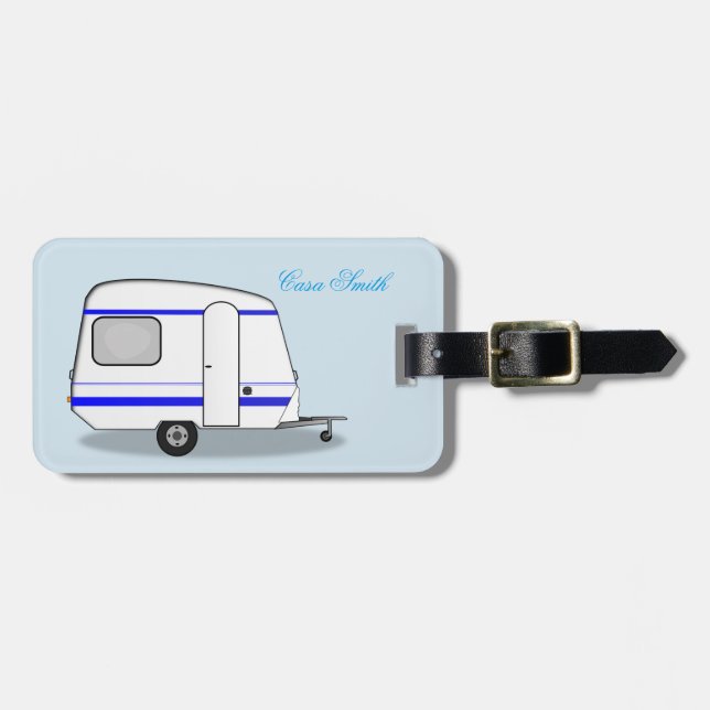 Streamlined small trailer gypsy caravan luggage tag (Front Horizontal)