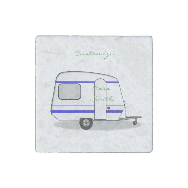 Streamlined small trailer gypsy caravan stone magnet (Front)