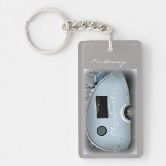 Streamlined teardrop trailer gypsy caravan keychai keychain (Front)
