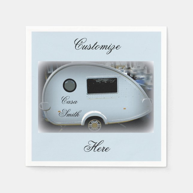 Streamlined teardrop trailer gypsy caravan napkins (Front)