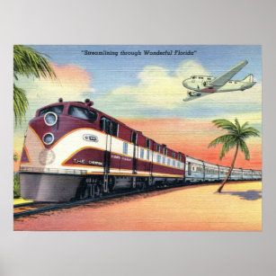Streamliner Train, Wonderful Florida, Vintage Poster
