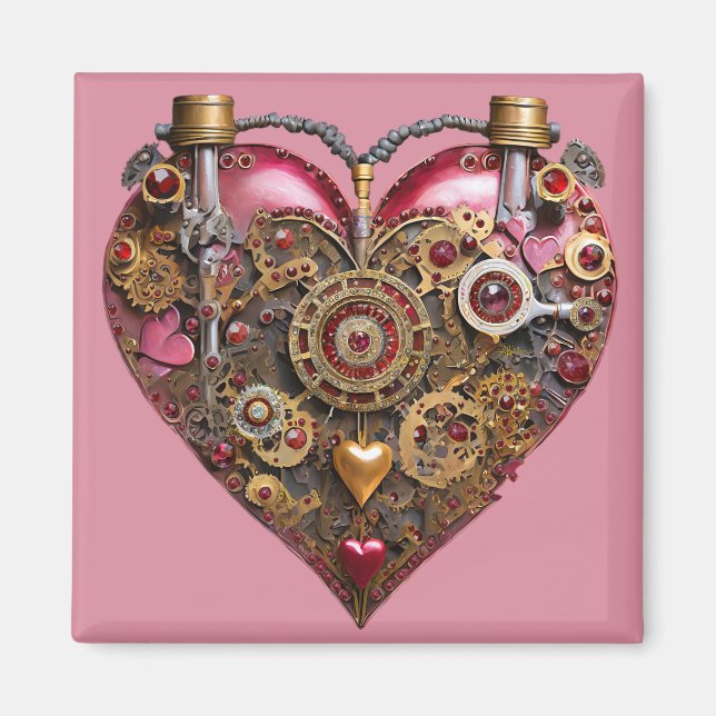 Streampunk Heart Ruby Valentine Magnet (Front)