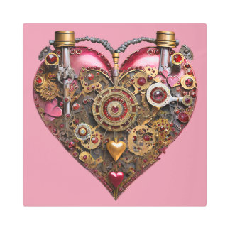Streampunk Heart Ruby Valentine Metal Print