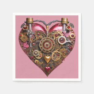 Streampunk Heart Ruby Valentine Napkins