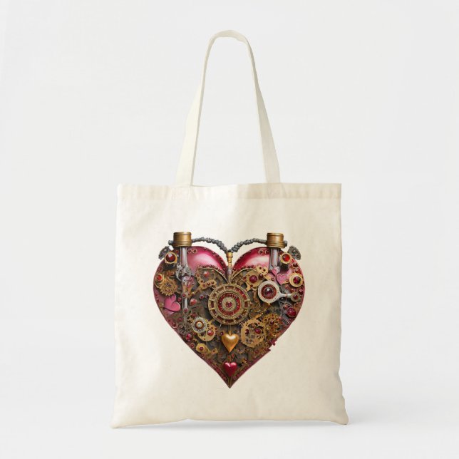 Streampunk Heart Ruby Valentine Tote Bag (Front)