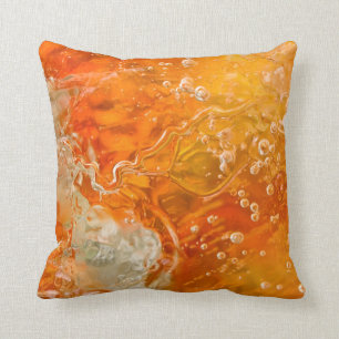 Streams of Consciousness - Orange Gold Bubbles Throw Pillow