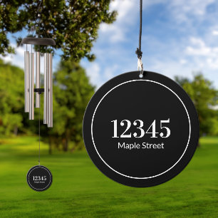 Street Address Black and White House Number Wind Chime
