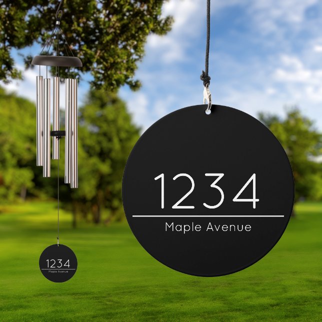 Street Address Black and White House Number  Wind Chime (Outdoor)