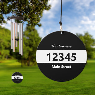 Street Address Black and White Name & House Number Wind Chime